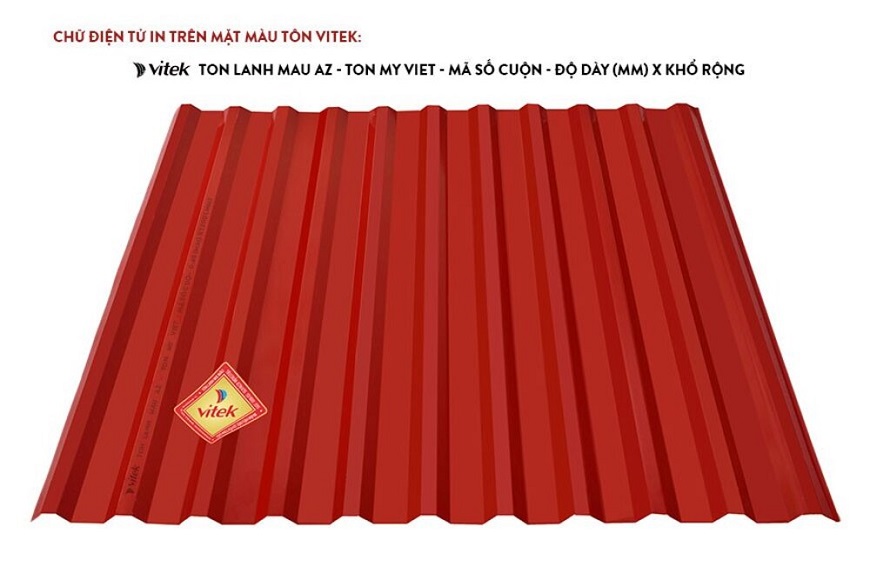 Chữ in điện tử trên các mặt của tôn Vitek