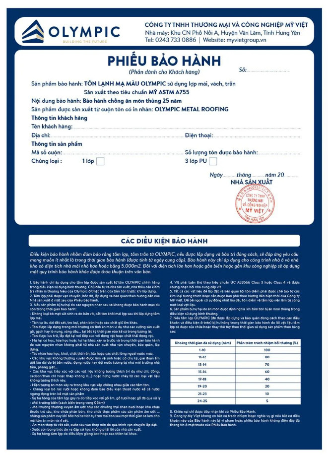 Tôn Olympic chống cháy đạt chuẩn tôn bền - bảo hành chất