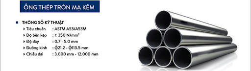 Bảng quy cách thép tròn mạ kẽm