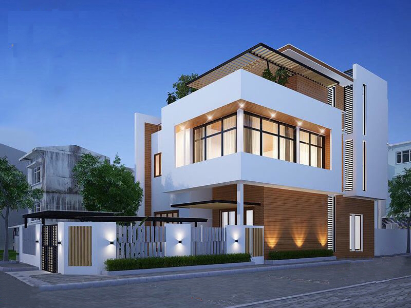 Kiểu nhà hiện đại thường ưa chuộng sự đơn giản và tương phản