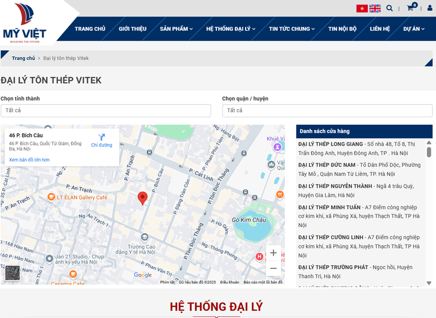 Tra cứu địa chỉ nhà phân phối tôn Vitek chính hãng gần bạn nhất trên trang myvietgroup.vn
