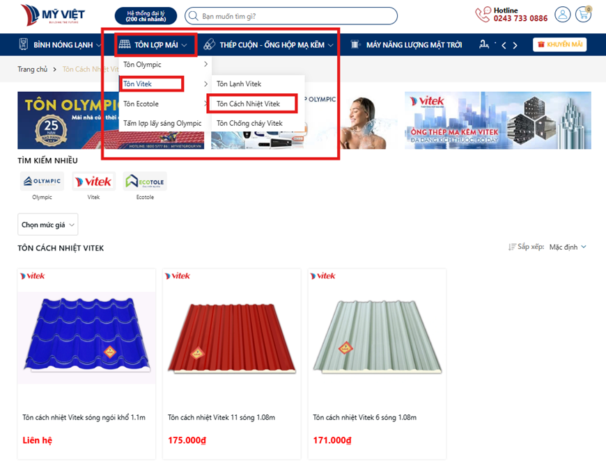Mua hàng trực tuyến trên trang TMĐT của nhà sản xuất Mỹ Việt để đảm bảo chất lượng sản phẩm chính hãng với mức giá niêm yết công khai minh bạch
