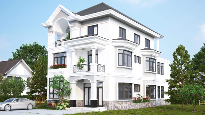 Mẫu nhà biệt thự lợp tôn chống nóng