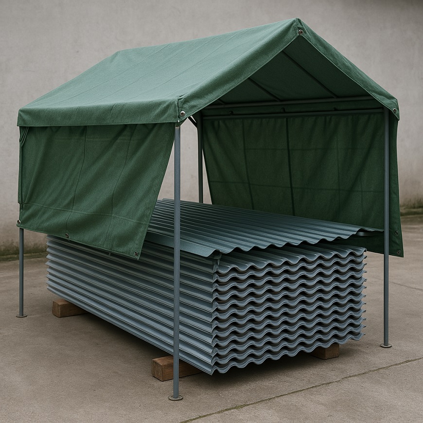 Sử dụng bạt chuyên dụng hoặc mái che tạm, có khe hở để lưu thông không khí, nhưng vẫn chắn được mưa nắng trực tiếp