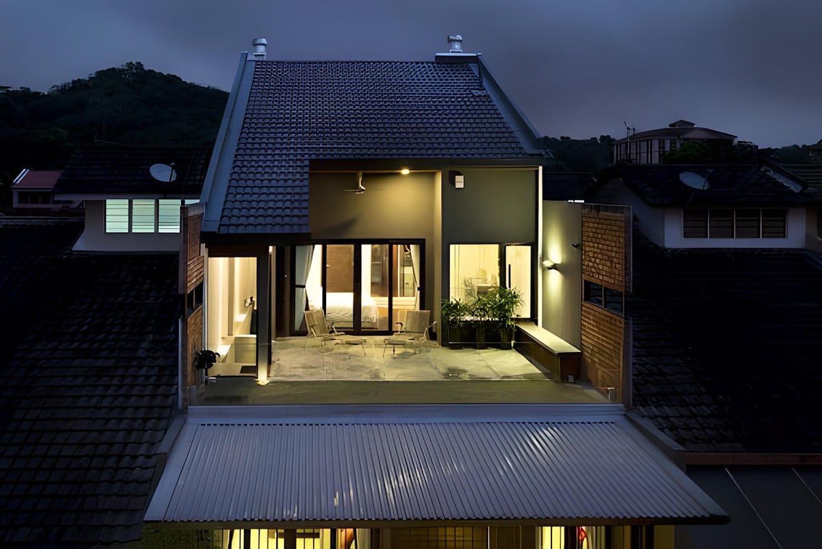 Mái tôn chống nóng sân thượng dạng tôn PU hiện đại