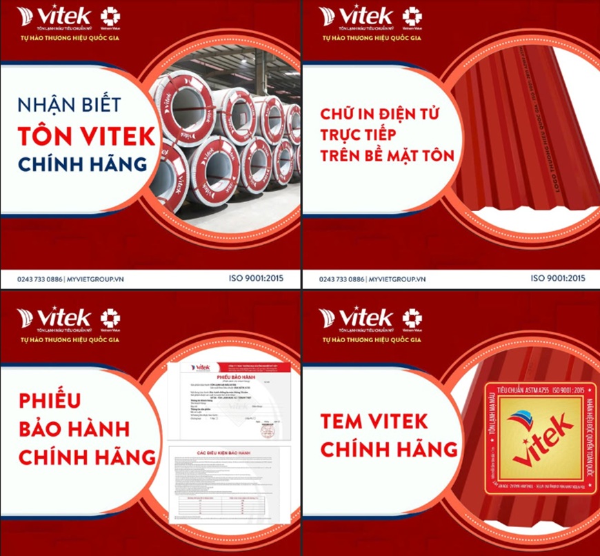 Một số dấu hiệu nhận biết tôn Vitek chính hãng