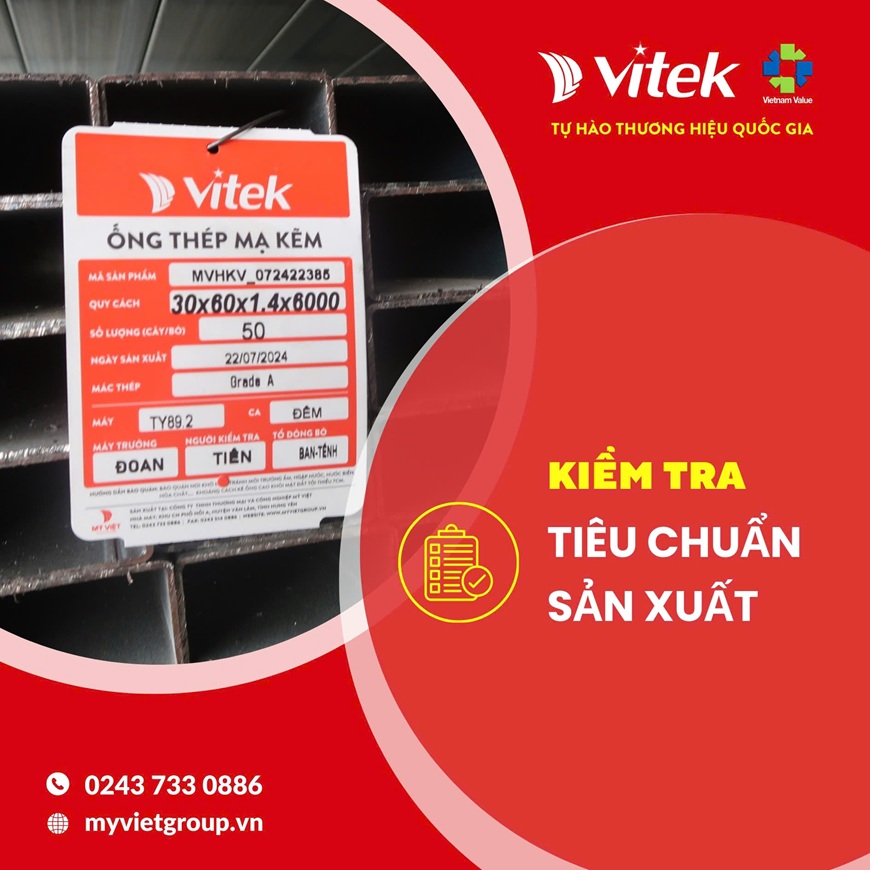 Kiểm tra kỹ càng về tem mác sản phẩm chuẩn của Mỹ Việt Group và các đơn vị sản xuất ủy