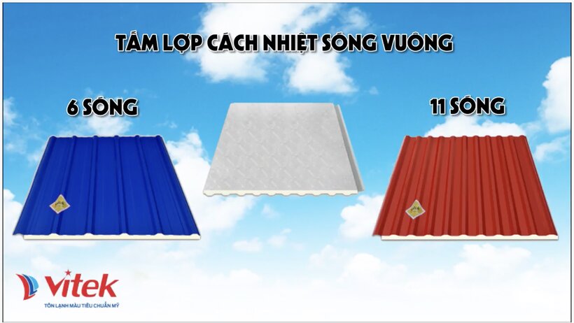 Tấm lợp cách nhiệt sóng vuông Vitek