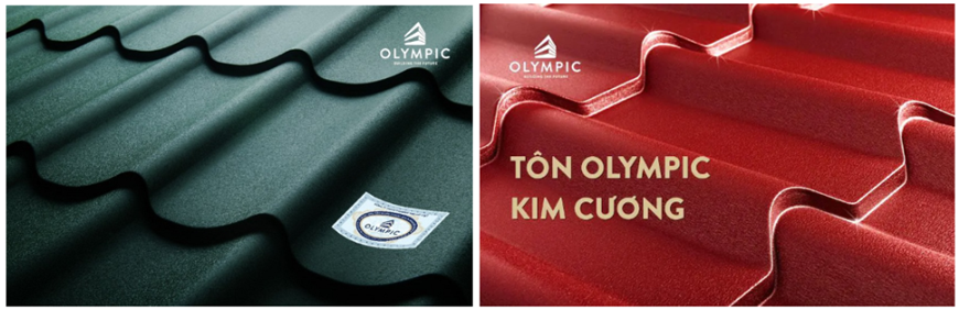 Tôn Olympic kim cương sở hữu 2 gam màu tinh tế, mang tính ứng dụng cao