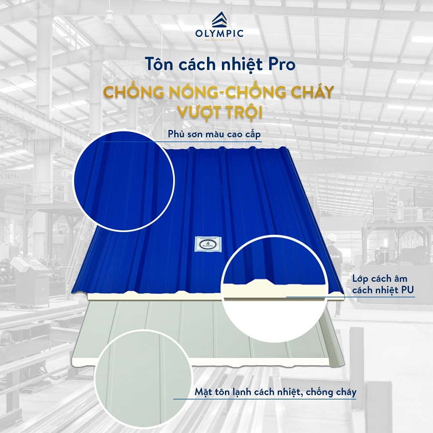 Tôn chống cháy Olympic được trải qua quy trình sản xuất nghiêm ngặt và nghiên cứu kỹ lưỡng mang nhiều công dụng