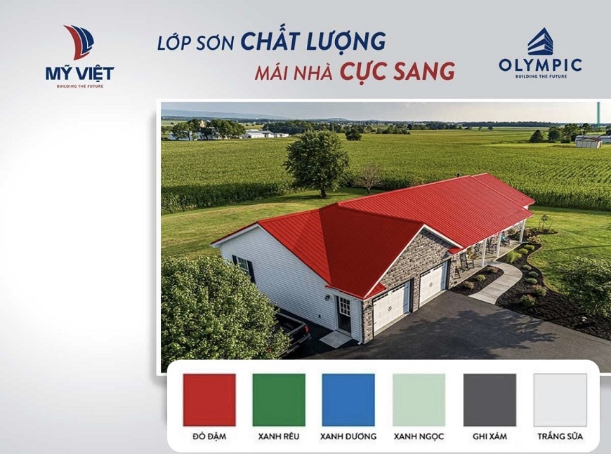 Tôn Olympic sở hữu thiết kế sóng vuông hiện đại cùng sáu màu tôn thịnh hành