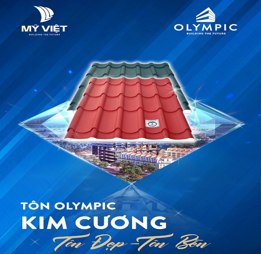 Tôn Olympic kim cương đỏ đậm và xanh đen tạo nên đẳng cấp công trình của bạn