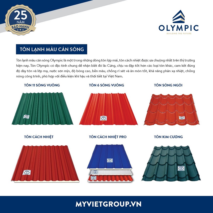 Các dòng tôn Olympic đều có đặc điểm chung nổi bật là cứng, chịu va đập tốt hơn các loại tôn khác