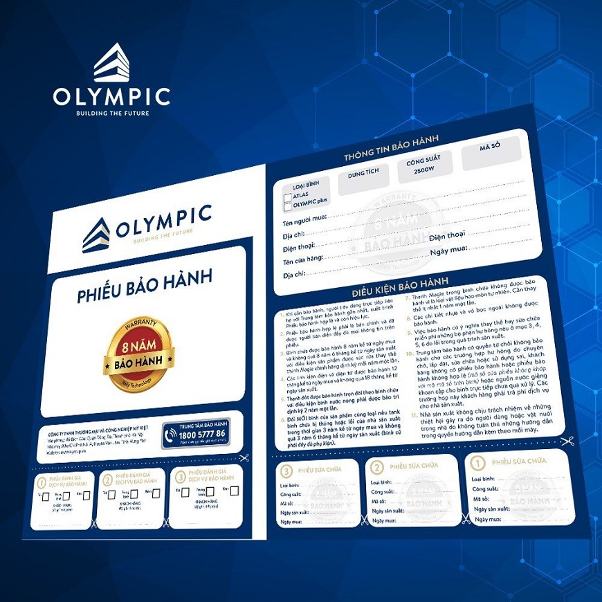 Bình nóng lạnh Olympic với chính sách bảo hành tốt trên thị trường