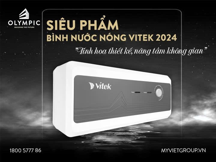 Bình nóng lạnh Olympic Vitek có thiết kế hiện đại, sang trọng và đẹp mắt phù hợp với nhiều không gian sống