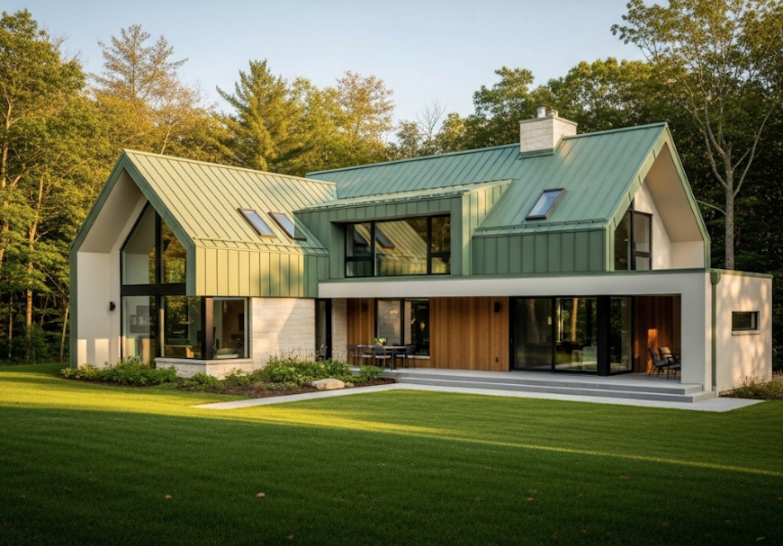 Tôn 1 lớp Vitek xanh ngọc sóng vuông tạo nên vẻ tươi mát cho ngôi nhà