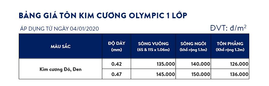 Giá tôn lạnh 1 lớp kim cương Olympic