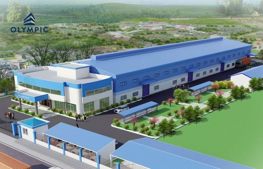 Tôn Olympic màu xanh dương được dùng cho nhà xưởng, kho chứa hàng