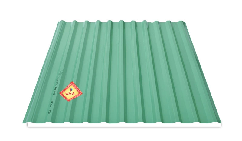 Tôn cách nhiệt Vitek 11 sóng màu xanh ngọc