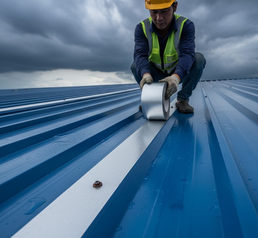 Sử dụng keo silicone đàn hồi, keo PU hoặc băng keo chống thấm chuyên dụng để bịt kín toàn bộ khe nối