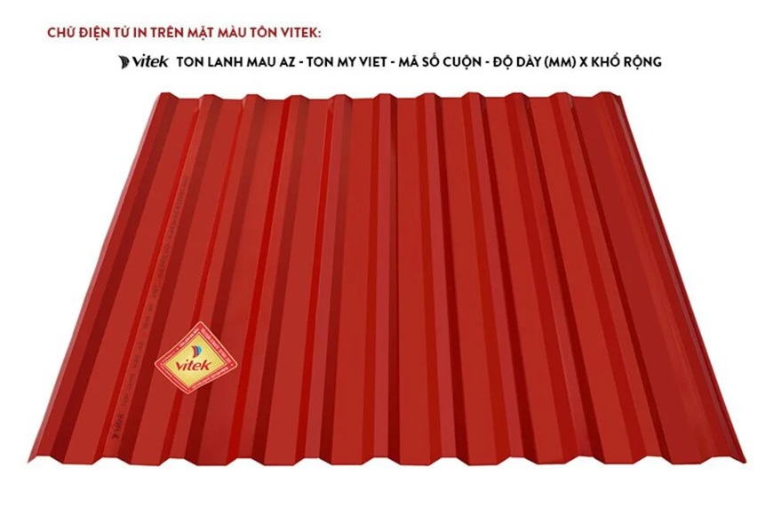 Chữ in màu đen trên bề mặt tôn Vitek