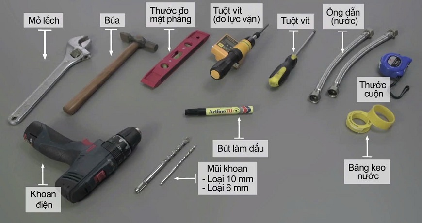 Chuẩn bị đủ số lượng dụng cụ và vật liệu cần thiết để tránh bị gián đoạn quá trình thi công lắp đặt
