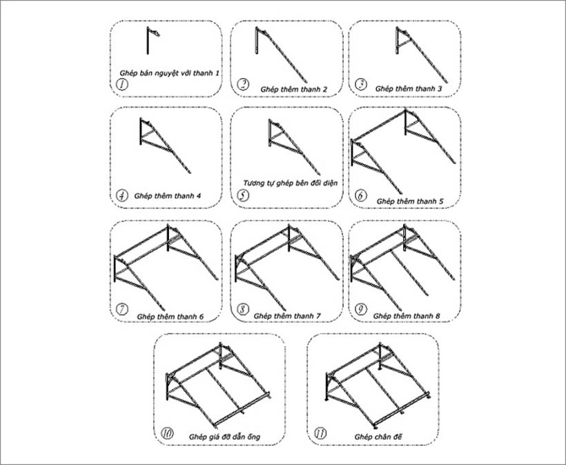 Hướng dẫn lắp đặt máy năng lượng mặt trời dàn khung