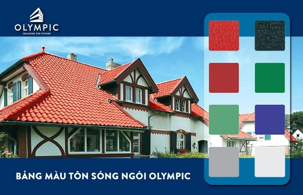 Tôn cách nhiệt giả ngói Olympic có nhiều màu sắc và kiểu dáng khác nhau phù hợp từng phong cách kiến trúc riêng