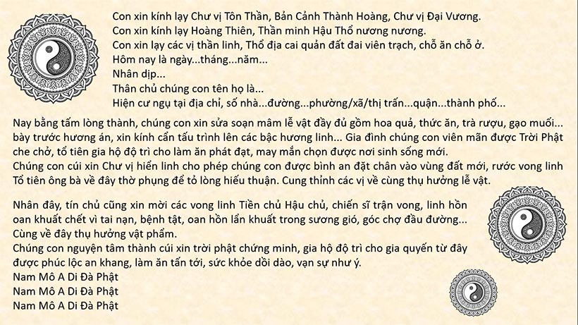 Bài văn khấn lễ cài sào