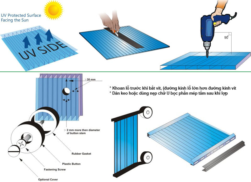 Các bước lắp đặt tấm lợp lấy sáng