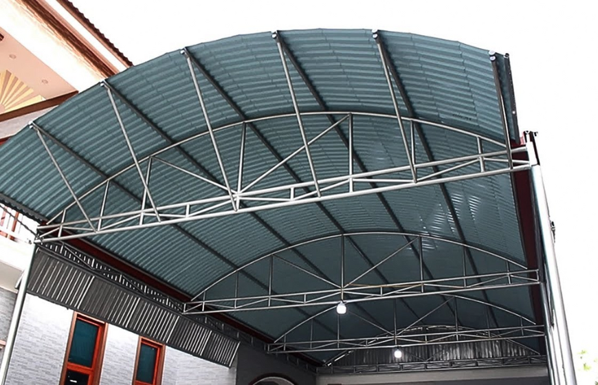 Mái tôn vòm dập cho nhà để xe