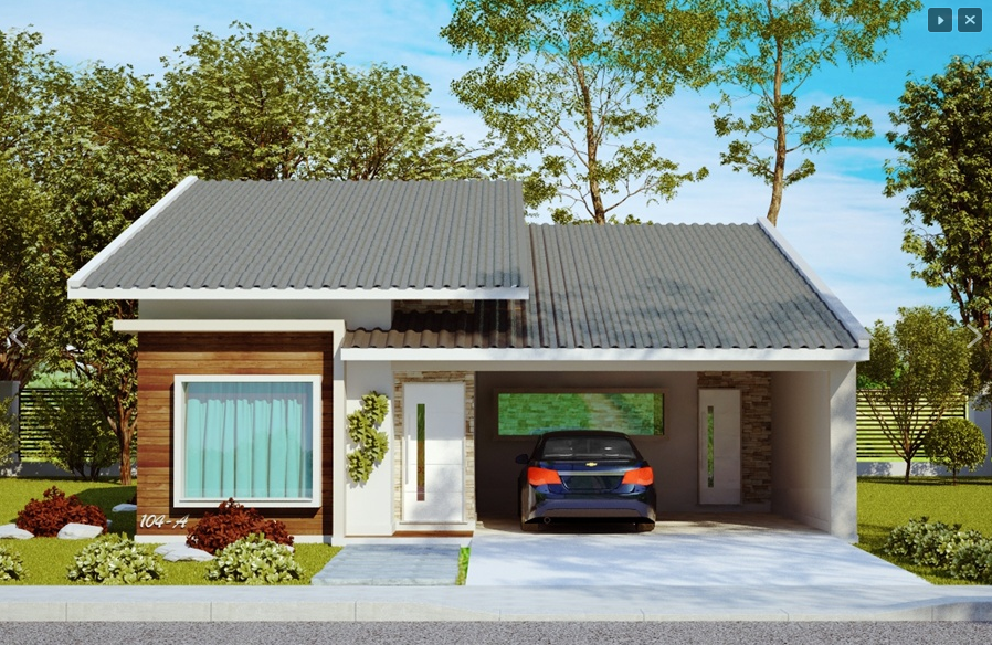 Mẫu nhà mái tôn 6 sóng cho nhà có gara ôtô