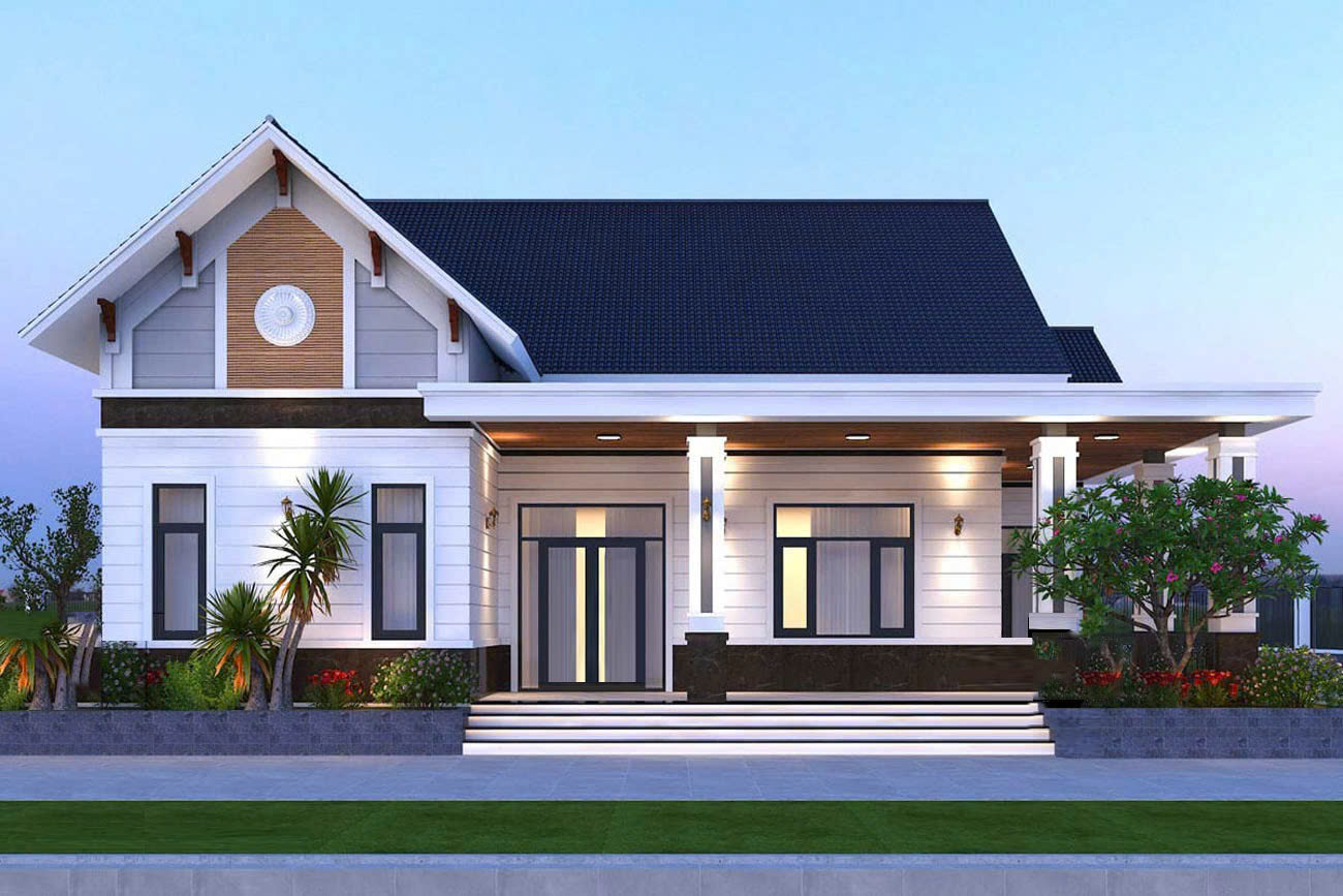 Mẫu nhà cấp 4 chữ L mái Thái phù hợp cho những gia đình yêu thích sự kết hợp giữa yếu tố truyền thống và hiện đại, đồng thời cần một ngôi nhà mát mẻ và bền vững