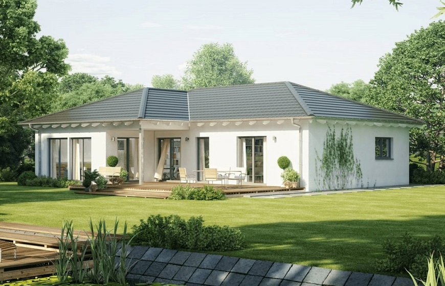 Thiết kế chữ L cho nhà cấp 4 mái Thái tạo nên không gian nhà ở thoáng đãng