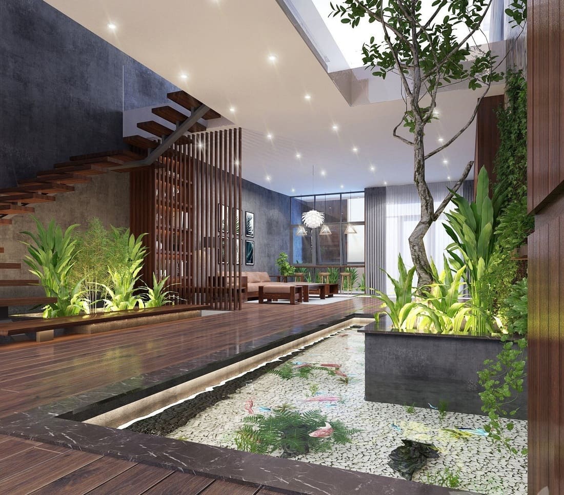 Mẫu thiết kế giếng trời cho nhà phố độc đáo, hiện đại