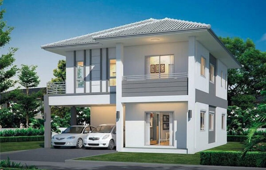 Thiết kế nhà ống 2 tầng kết hợp mái tôn ghi xám tạo không gian thanh lịch thời thượng