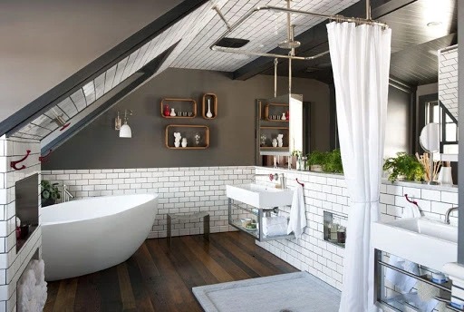 Mẫu phòng tắm trên gác mái độc đáo, mới lạ