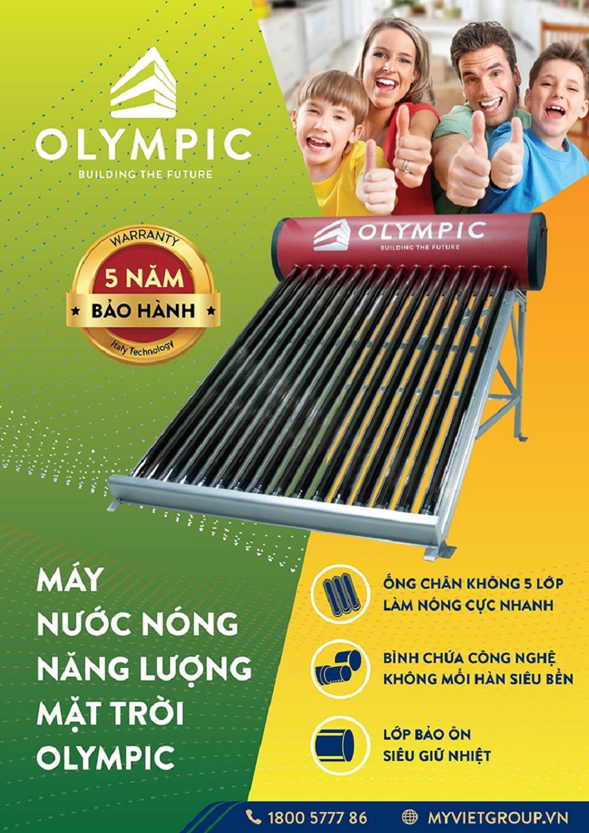 Máy nước nóng năng lượng mặt trời Olympic bền bỉ với thời gian