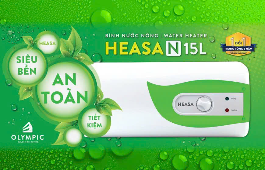 Bình nóng lạnh Olympic Heasa được thiết kế để đáp ứng nhu cầu sử dụng nước nóng trong gia đình với sự kết hợp giữa công nghệ tiên tiến và phong cách thẩm mỹ hiện đại