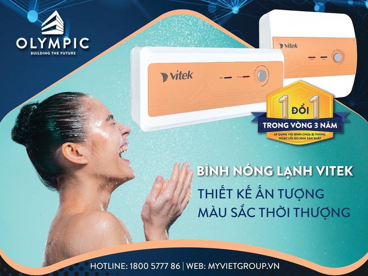 Bình nóng lạnh Olympic Vitek với thiết kế độc đáo, bắt mắt