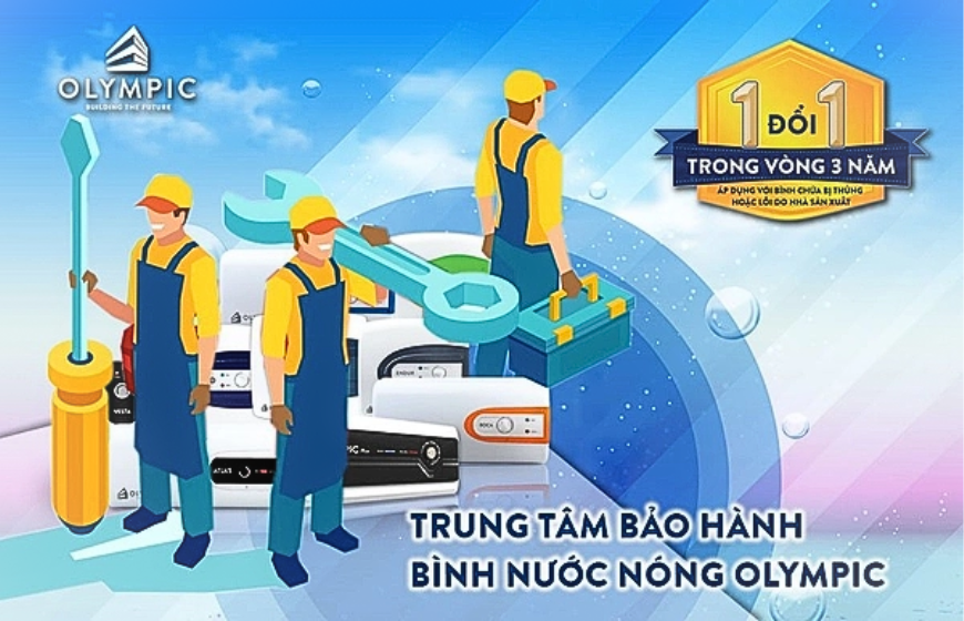 Trung tâm bảo hành bình nóng lạnh Olympic luôn sẵn hàng hỗ trợ khách hàng xử lý sự cố và bảo dưỡng sản phẩm