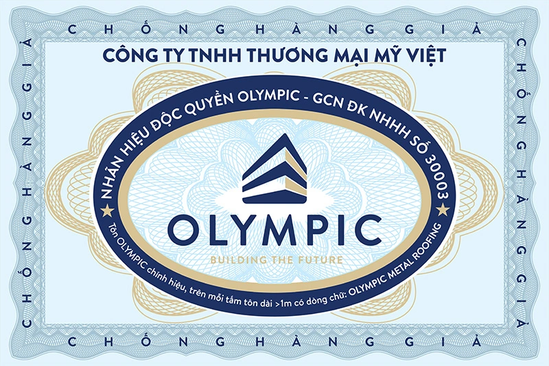 Sản phẩm tôn chống cháy Olympic luôn đi kèm tem chống hàng giả