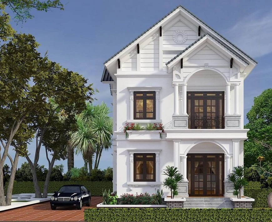 Mẫu nhà 2 tầng hiện đại với thiết kế hình hộp