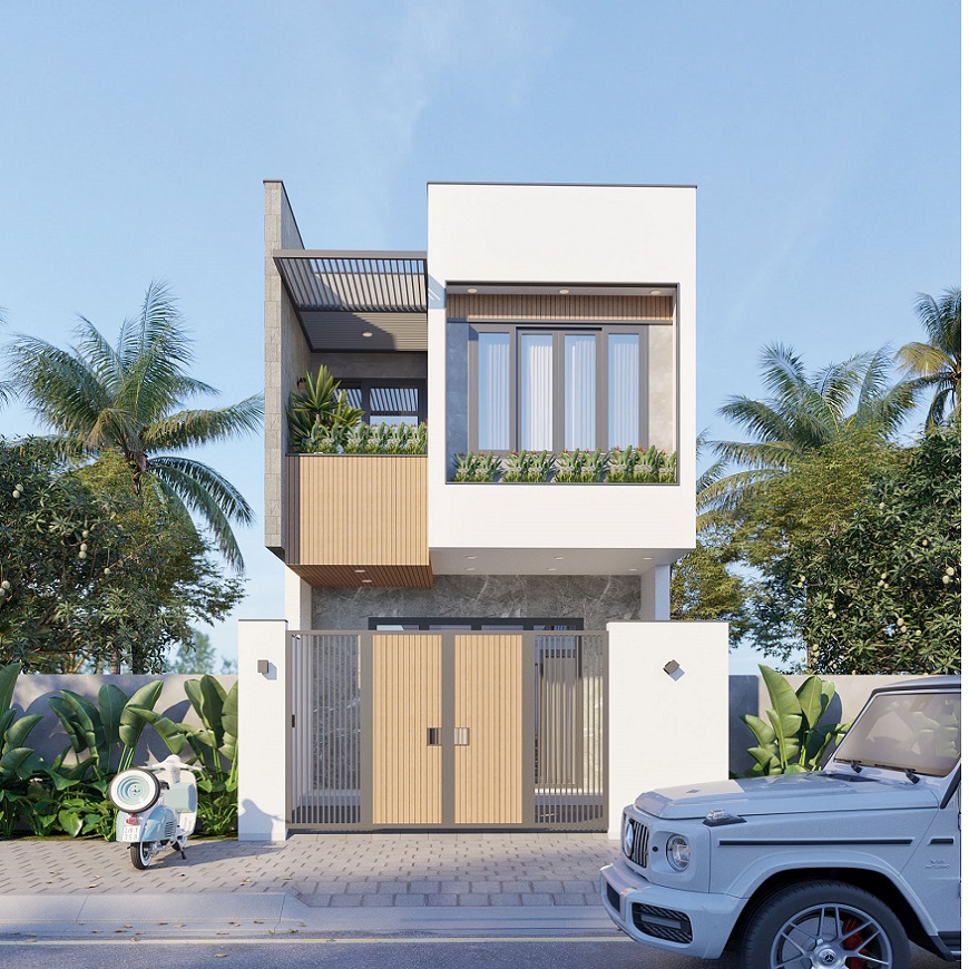 Mẫu nhà 2 tầng có ban công rộng