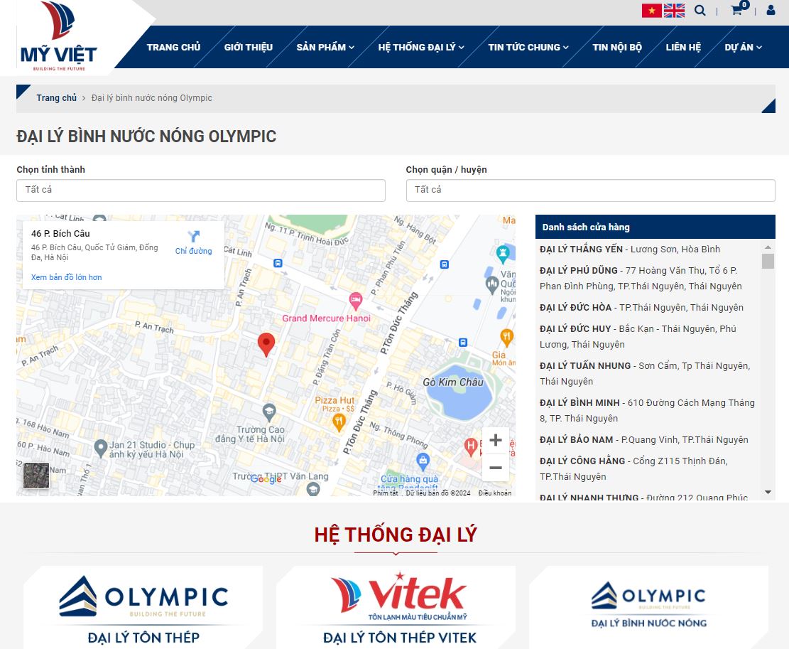 Tra cứu đại lý bình nóng lạnh Olympic