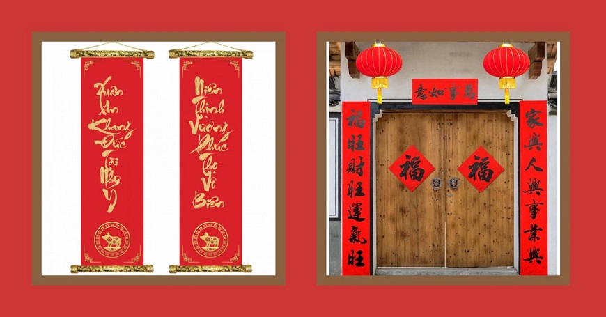 Câu đối đỏ và chữ thư pháp là nét đẹp truyền thống không thể thiếu trong ngày Tết