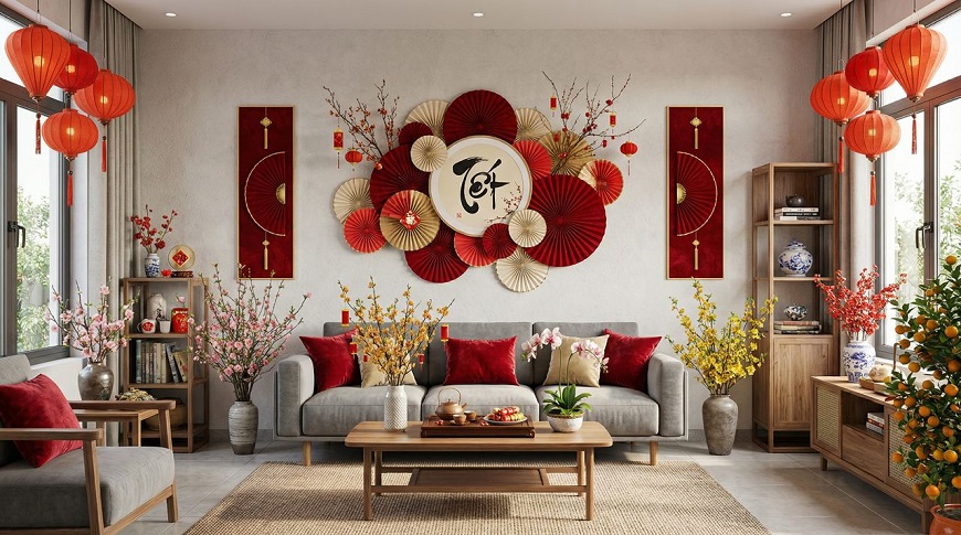 Một ngôi nhà được phối hợp tinh tế, cân đối sẽ vừa đón Tết rực rỡ, vừa mang lại cảm giác ấm cúng, sang trọng và tràn đầy năng lượng tích cực cho năm mới