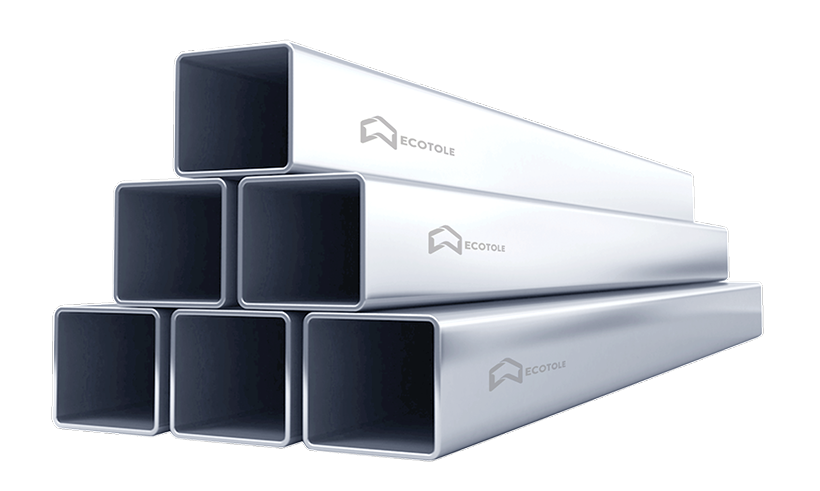 Thép hộp vuông mạ kẽm Ecotole sản xuất với kích thước đa dạng phù hợp với nhiều loại công trình hiện đại