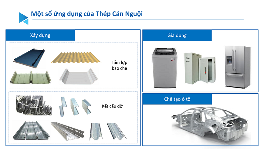 Một số ứng dụng của thép cán nguội.
