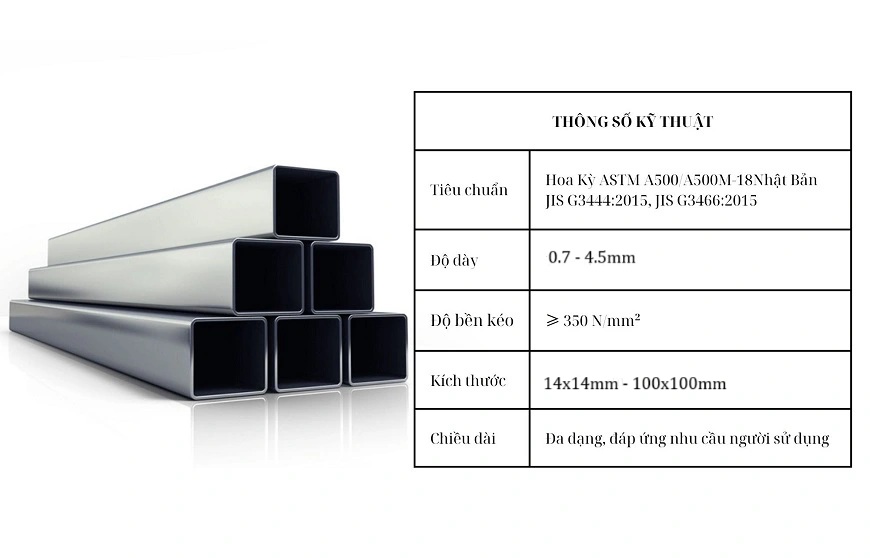 Thép hộp mạ kẽm Vitek có độ bền kéo cao cùng độ dày và kích thước đa dạng hoàn toàn là sản phẩm lý tưởng cho nhiều kiểu công trình